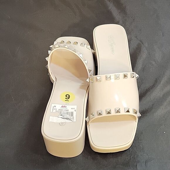 BRAND NEW FOREVER HANI STUDDED  EMBELLISHMENTS JELLY BLOCK HEEL OPEN TOE…G1 - Picture 8 of 13